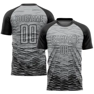 Custom Gray Black Sublimation Soccer Uniform Jersey