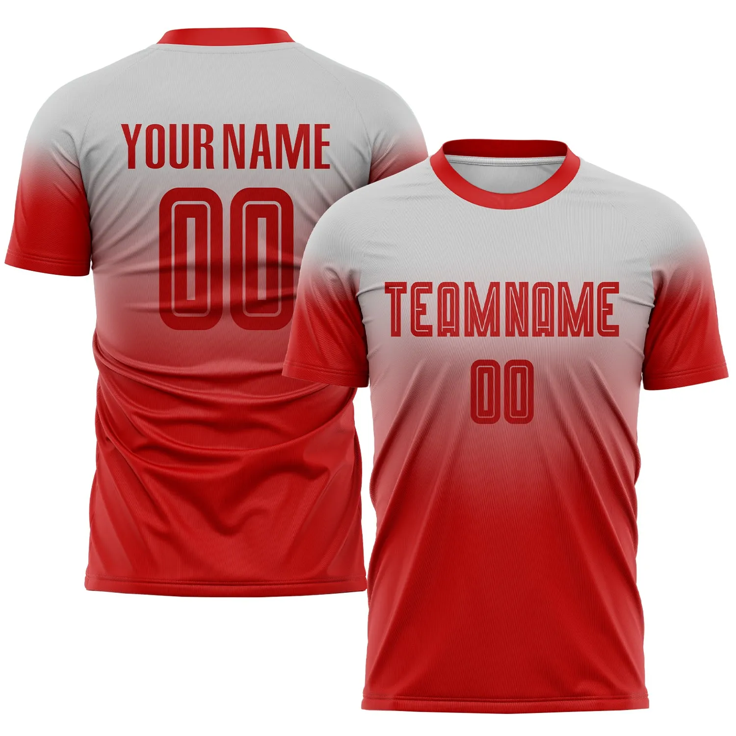 Custom Gray Red Sublimation Fade Fashion Soccer Uniform Jersey