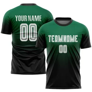 Custom Kelly Green White-Black Sublimation Fade Fashion Soccer Uniform Jersey