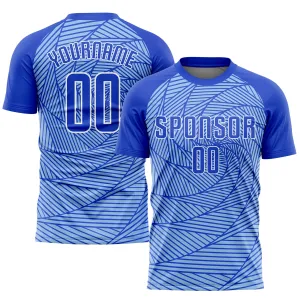 Custom Light Blue Royal-White Sublimation Soccer Uniform Jersey