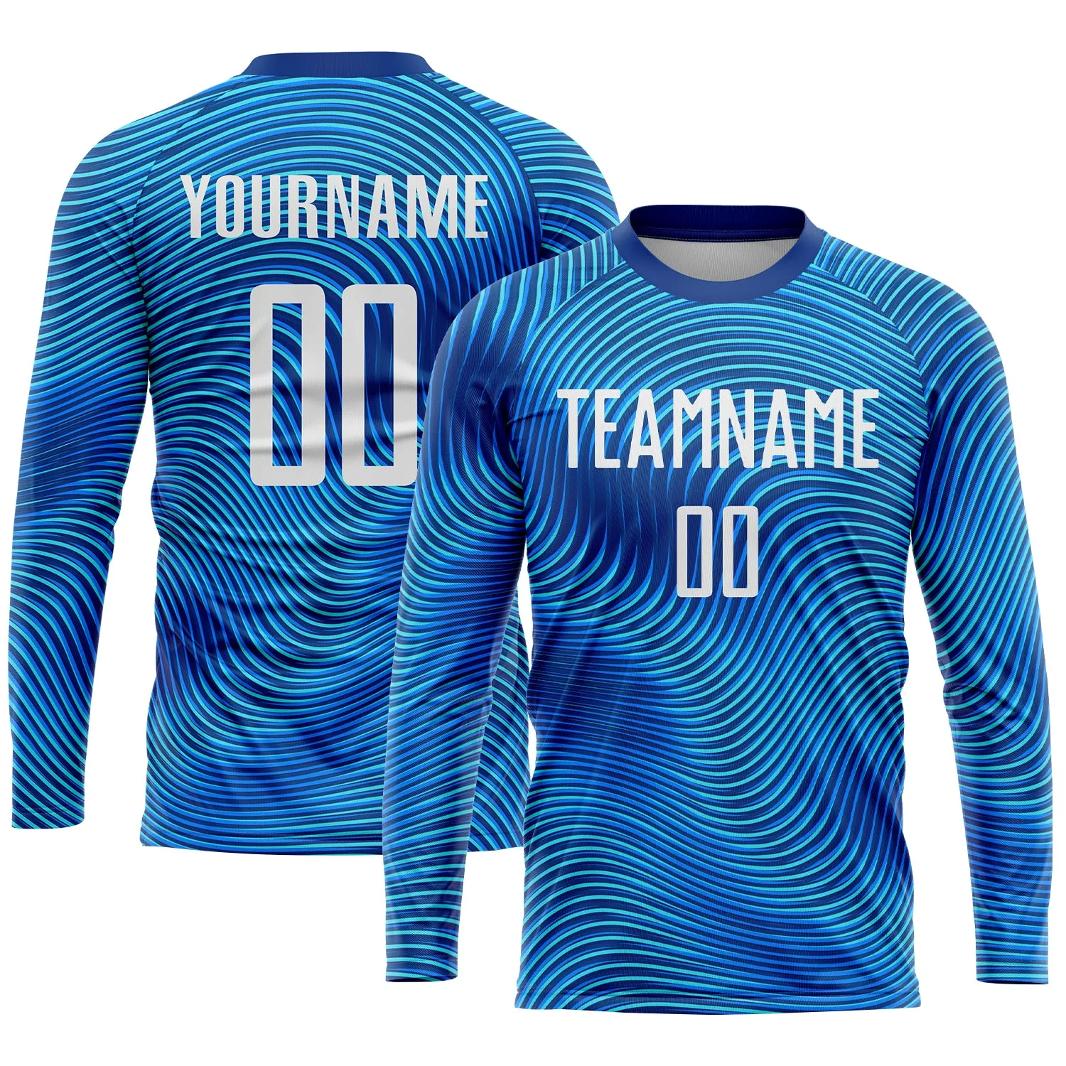 Custom Light Blue White-Royal Sublimation Soccer Uniform Jersey