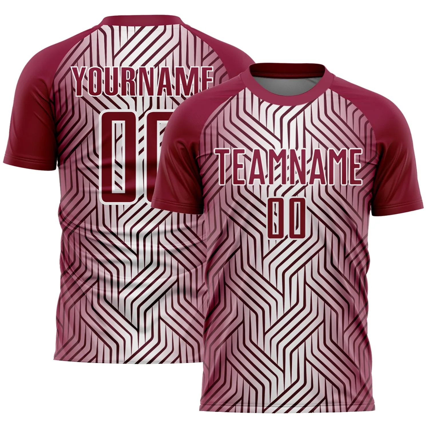 Custom Maroon White Lines Sublimation Soccer Uniform Jersey