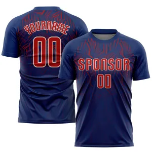 Custom Navy Red-Cream Sublimation Soccer Uniform Jersey