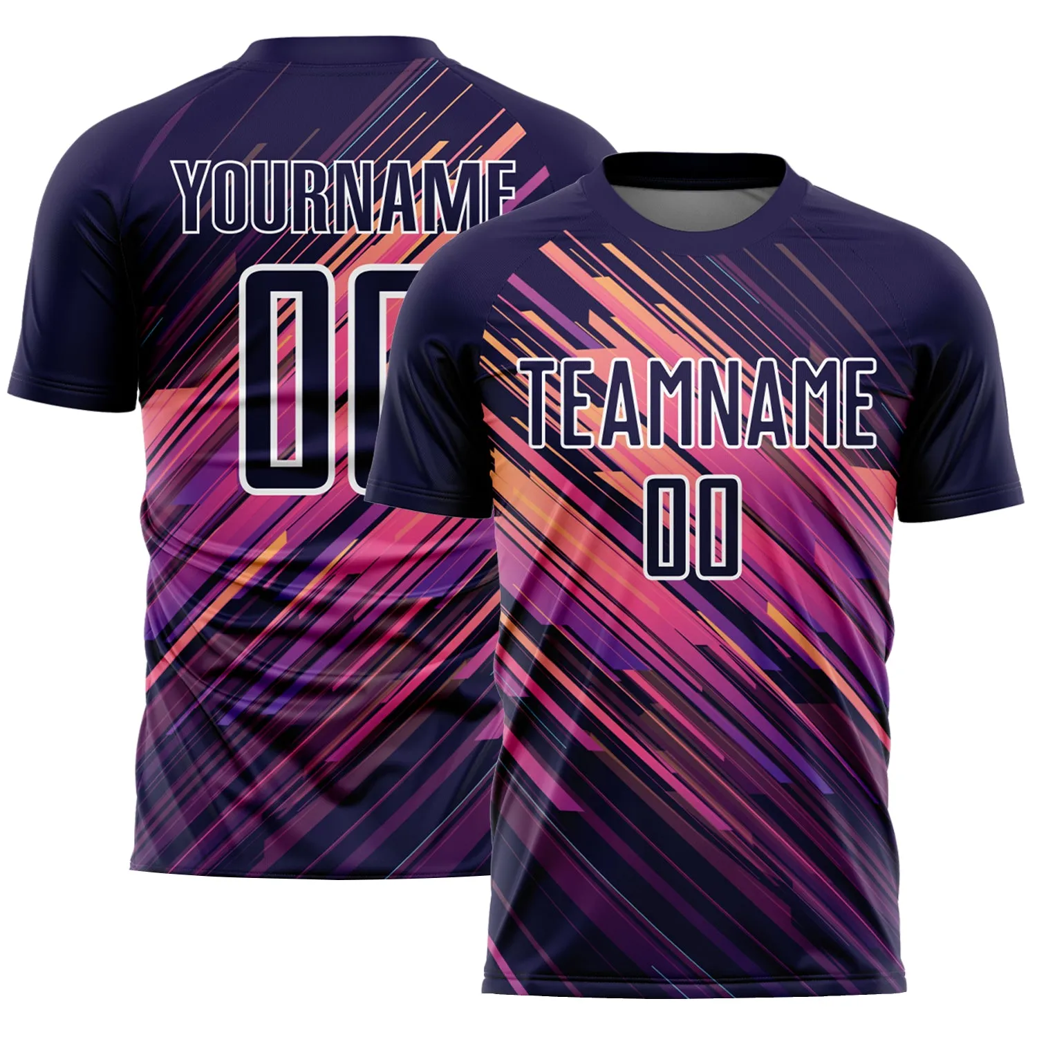 Custom Navy White Lines Sublimation Soccer Uniform Jersey