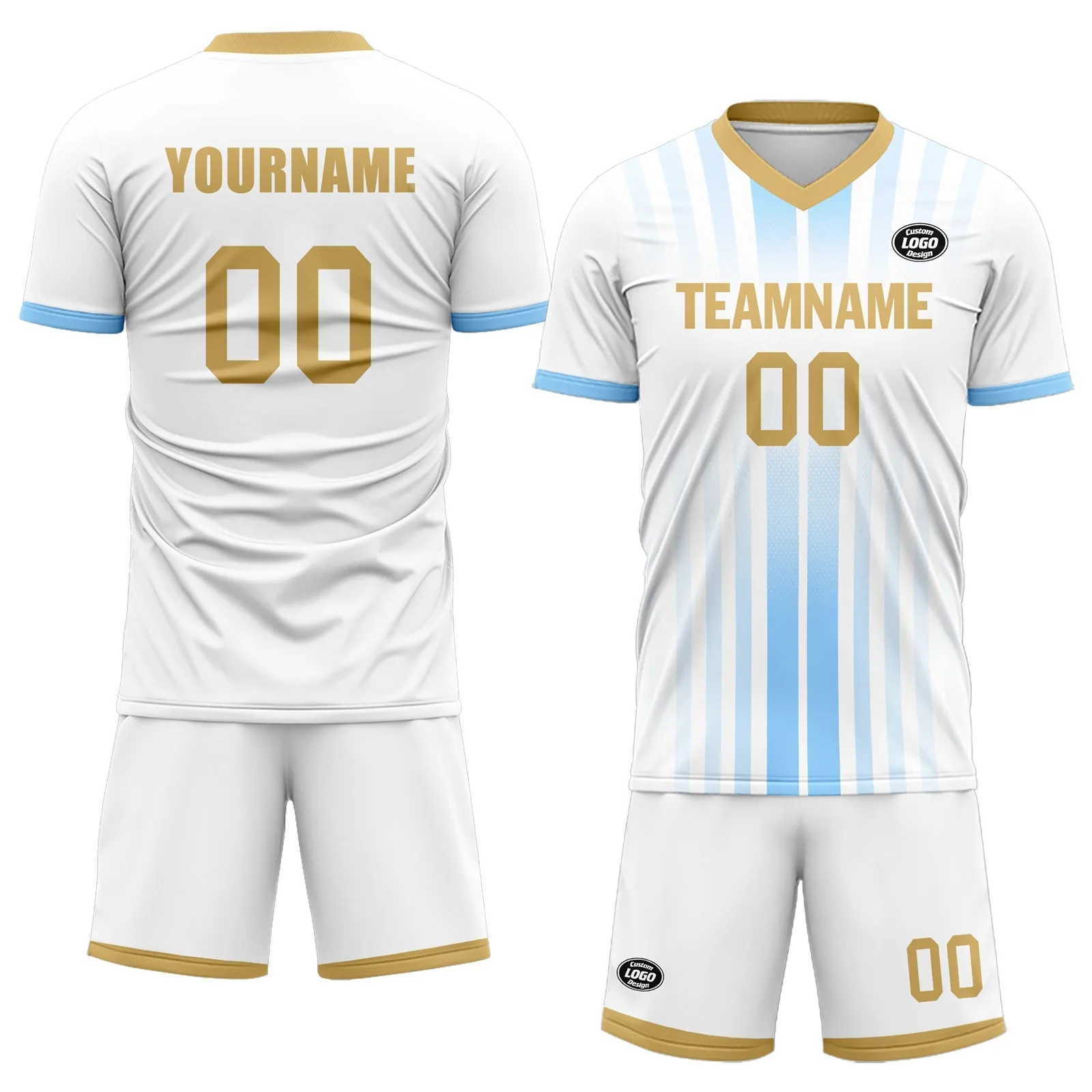 Custom White Blue Soccer Sets Jersey Personalized SCJ101-D020131-10