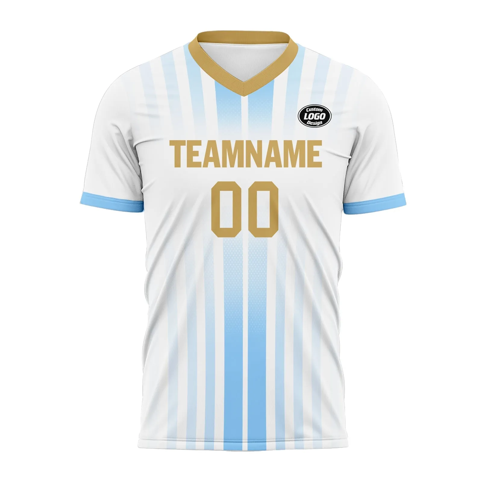 Custom White Blue Soccer Sets Jersey Personalized SCJ101-D020131-10