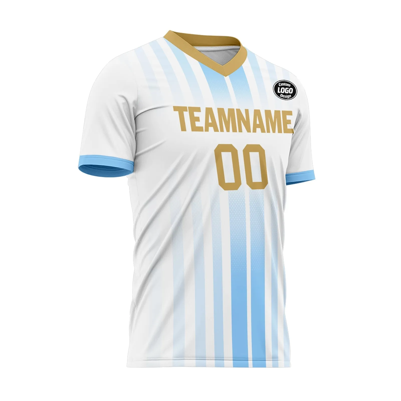 Custom White Blue Soccer Sets Jersey Personalized SCJ101-D020131-10