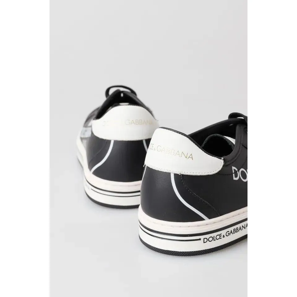 Dolce & Gabbana Black Leather Crown Milano Sneakers Casual Shoes