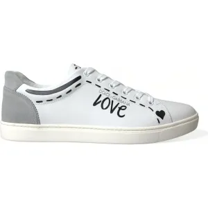 Dolce & Gabbana Elegant White Calfskin Leather Sneakers