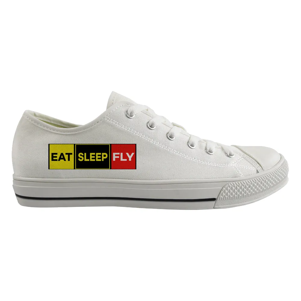 Eat Sleep Fly (Colourful) Designed Canvas Shoes (Men)