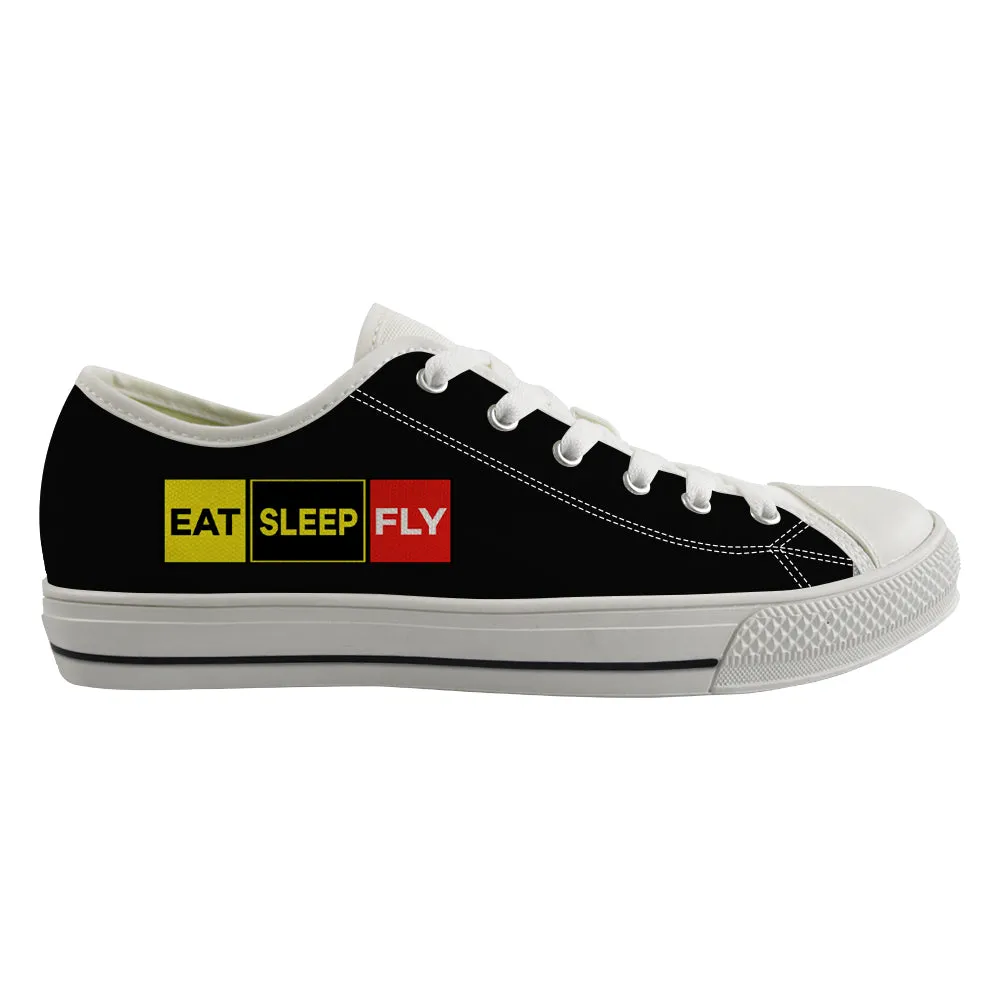 Eat Sleep Fly (Colourful) Designed Canvas Shoes (Men)