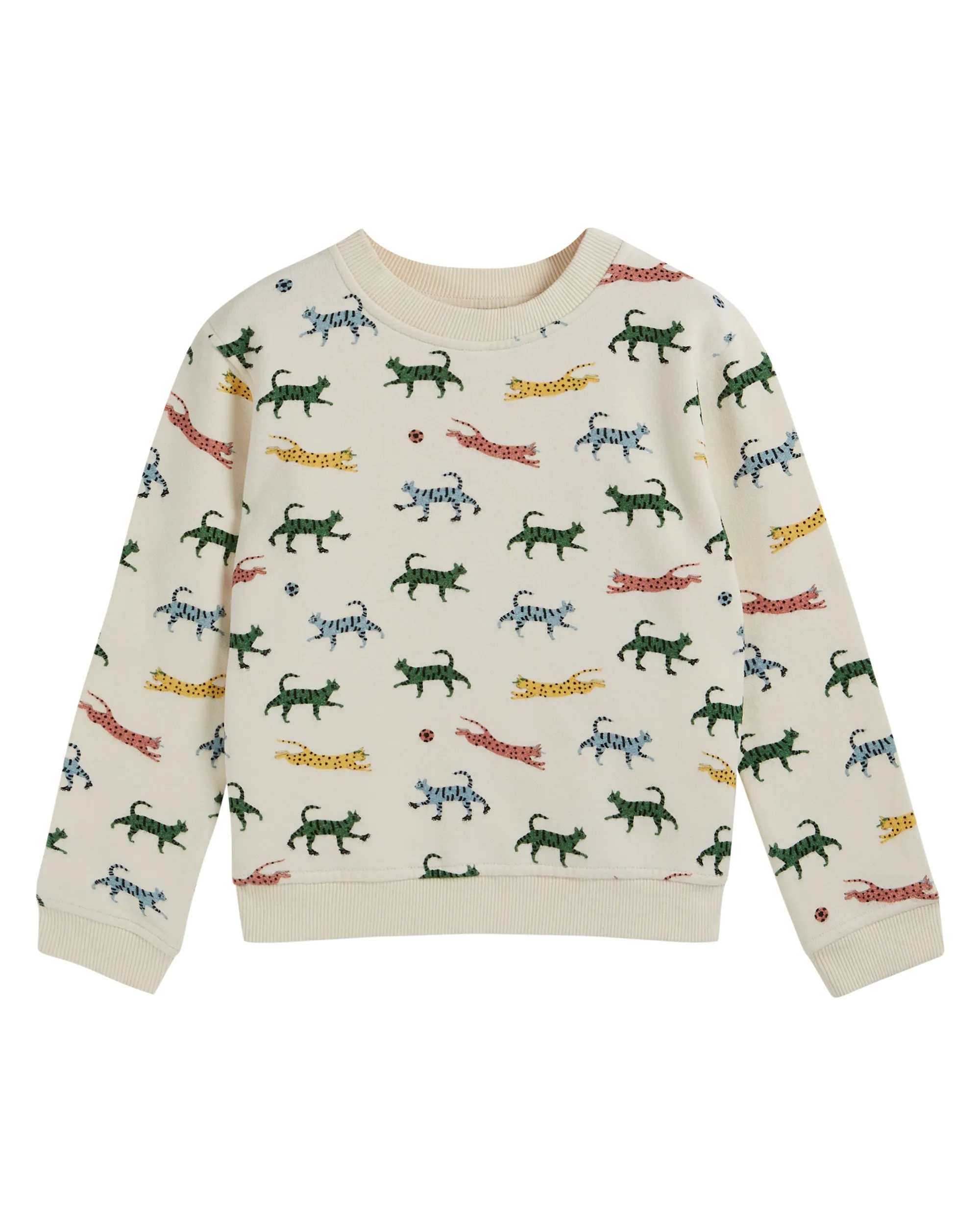 Ecru Cat Print Sweatshirt