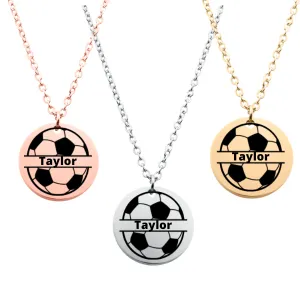 Engraved Soccer Ball Necklace