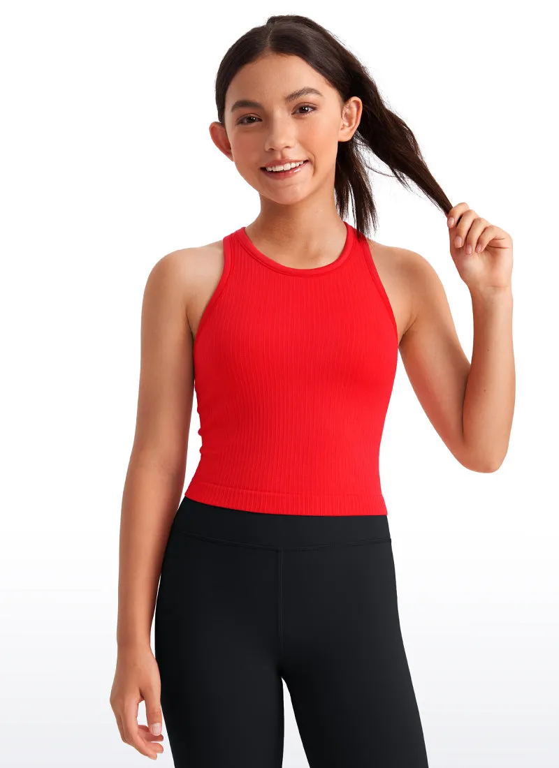 Girls Seamless Ribbed Scoop Neck Tank Racerback