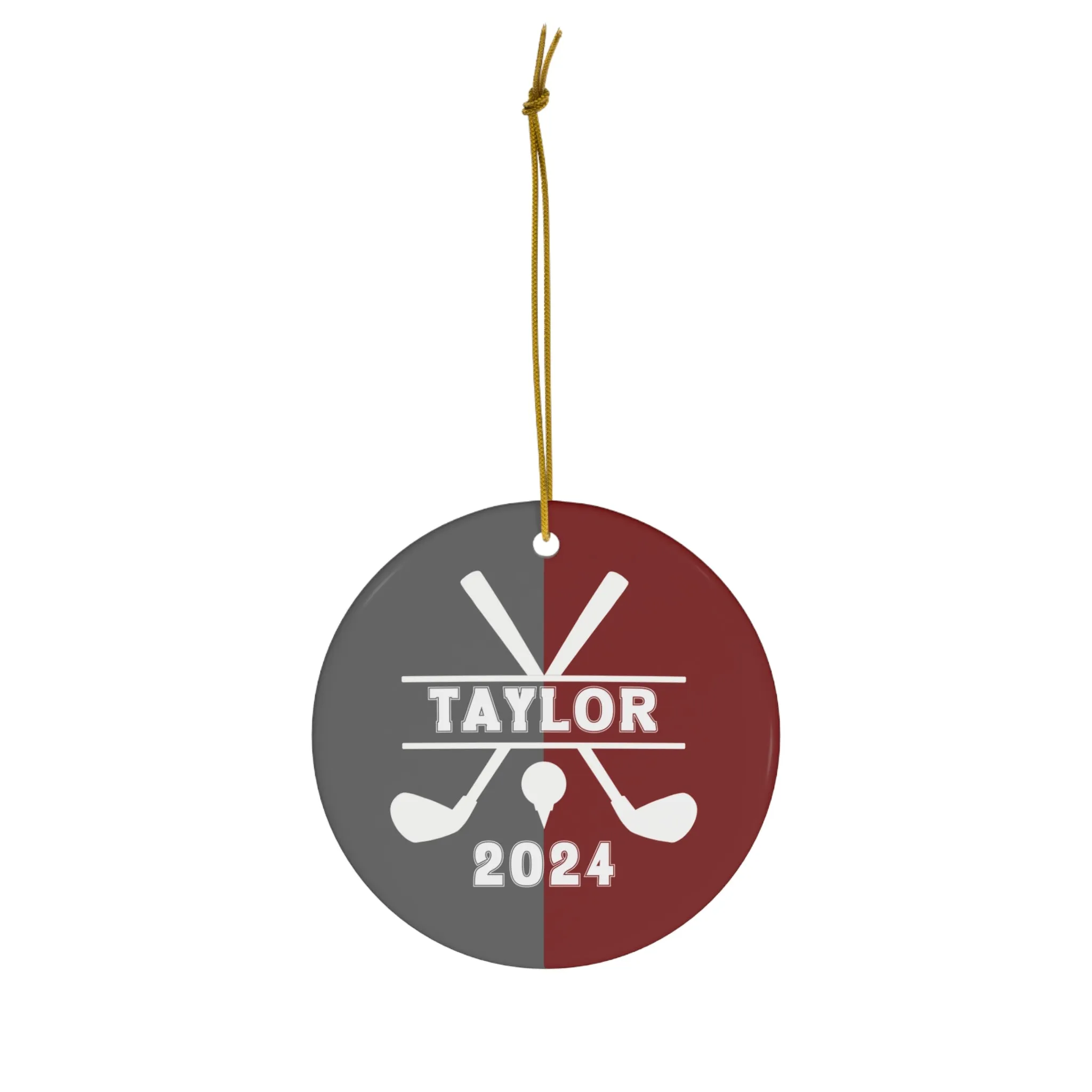 Golf Ornament, Personalized Christmas Ceramic Golf Christmas Tree Ornament for Boy or Girl Golfers, 2024 Holiday Ornament