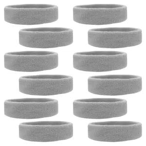 Gray Head Sweatbands - 12 Pack