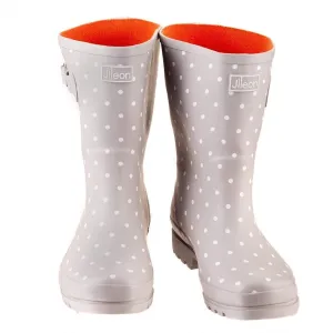 Half Height Rain Boots - Gray with White Spots - Wide Foot & Ankle