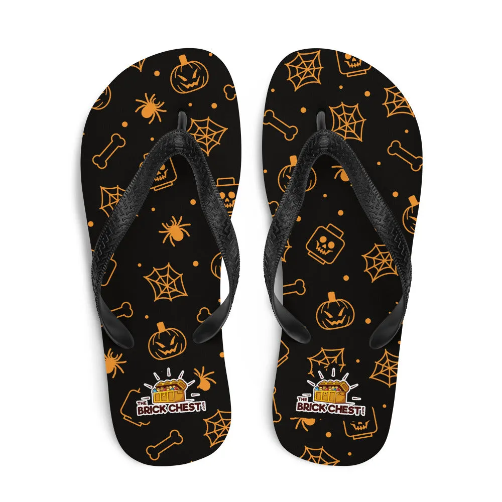 Halloween Ghost Spider Skeletons Flip Flops