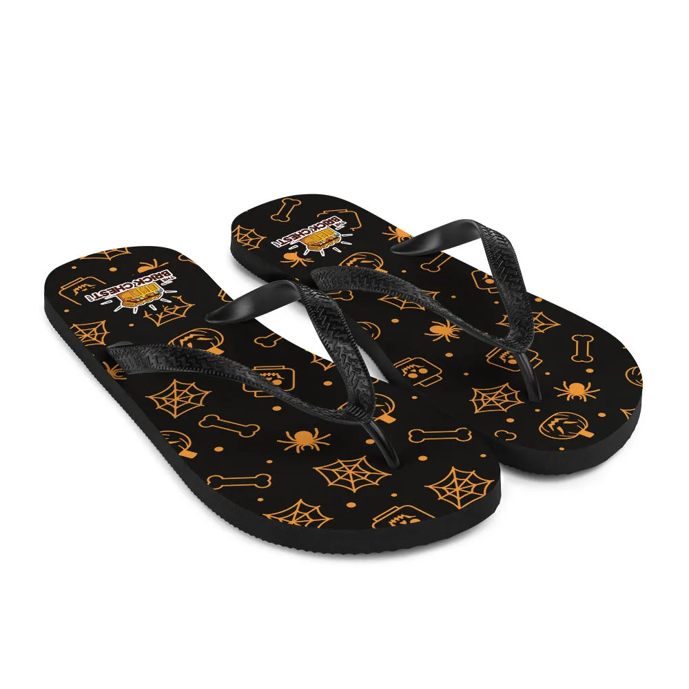 Halloween Ghost Spider Skeletons Flip Flops