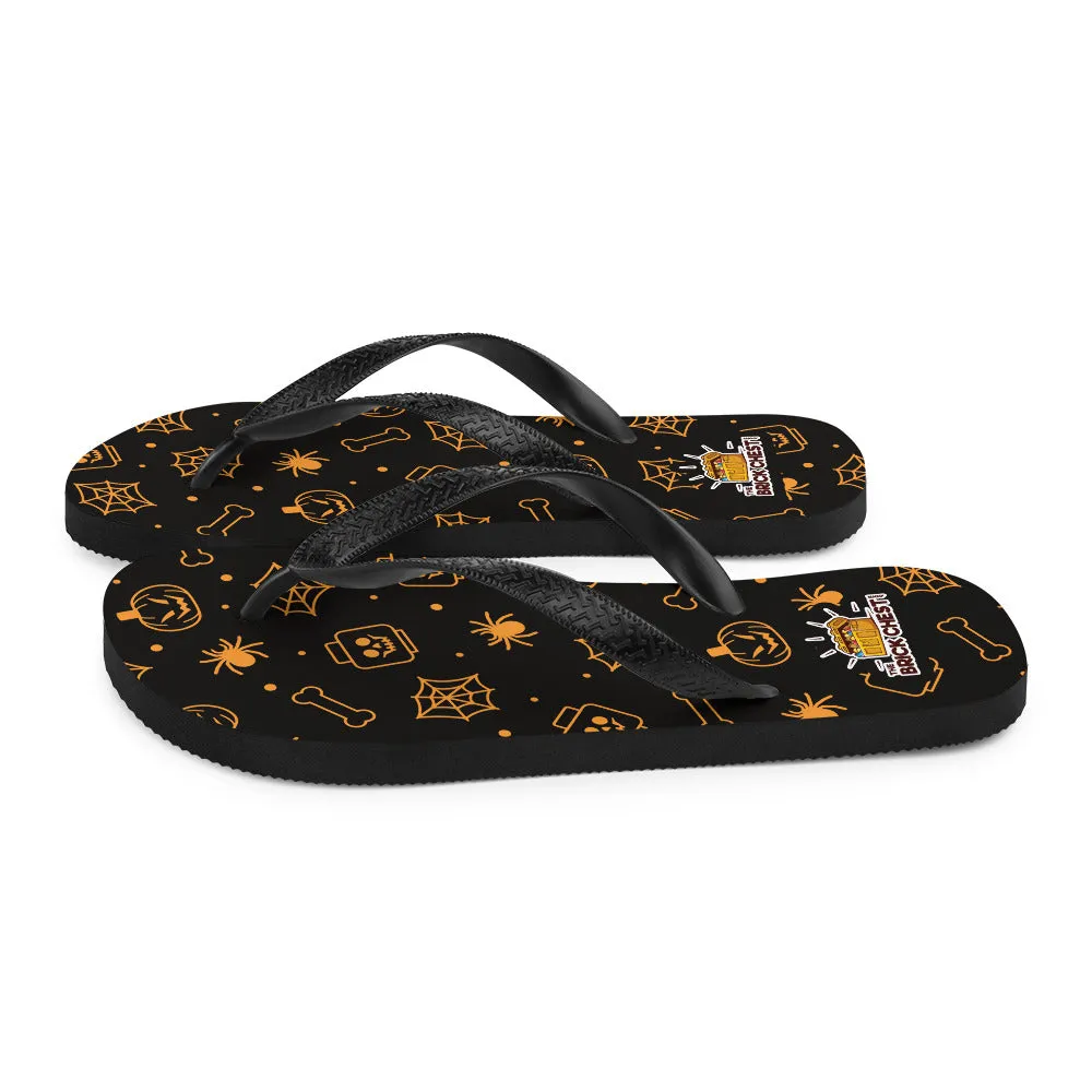 Halloween Ghost Spider Skeletons Flip Flops