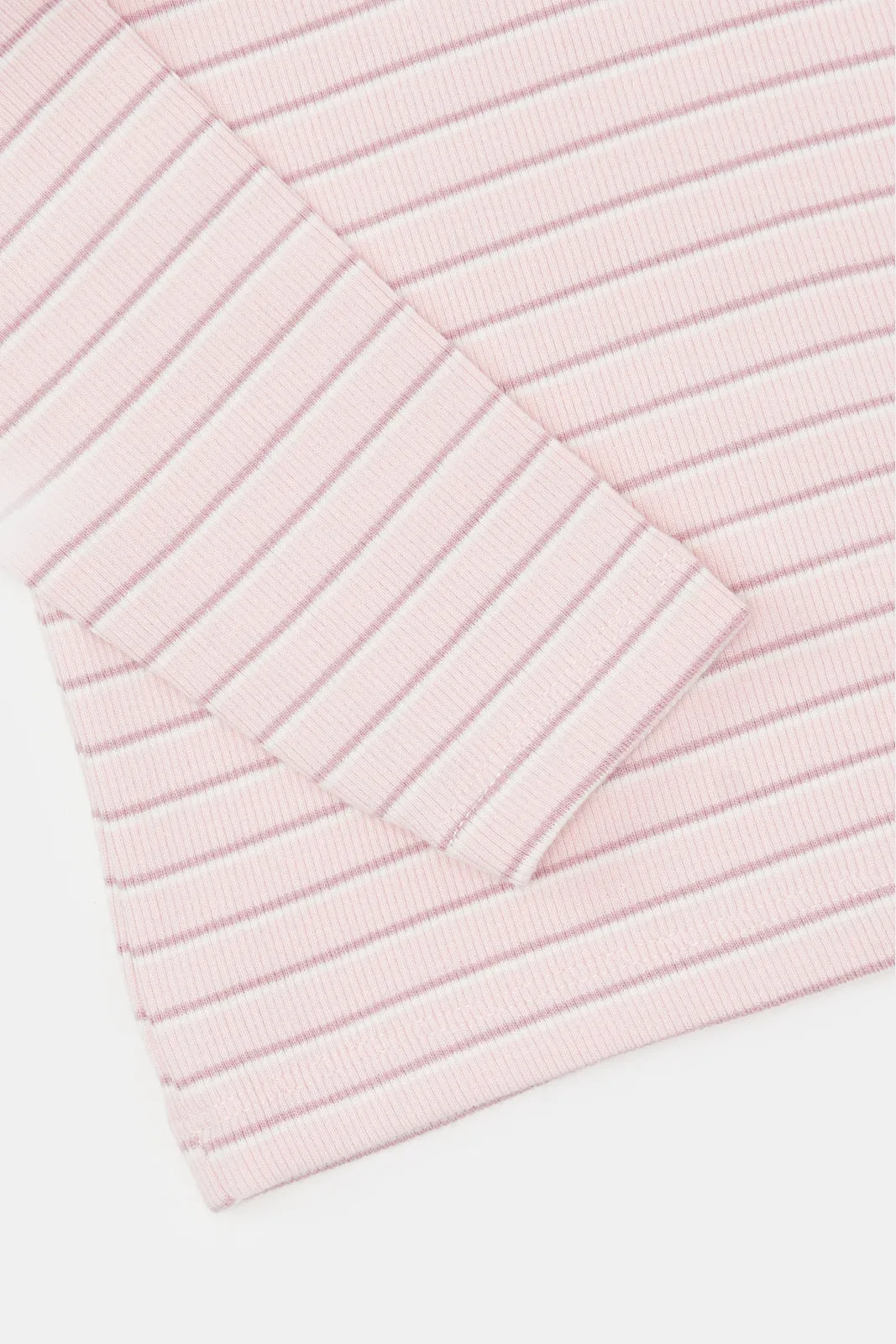 Infant Girls Pink Striped Casual T-Shirt