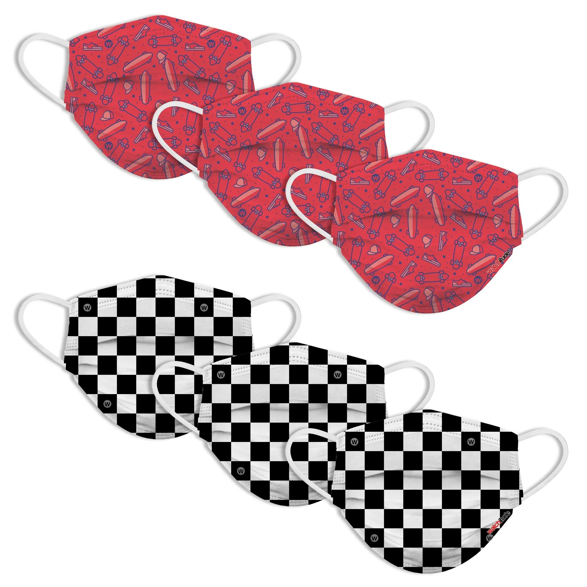 Kids Disposable Masks - Skater / Checkers