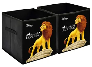 Kuber Industries Disney Lion King Print Non Woven Fabric 2 Pieces Foldable Large Size Storage Cube Toy,Books,Shoes Storage Box with Handle (Black)