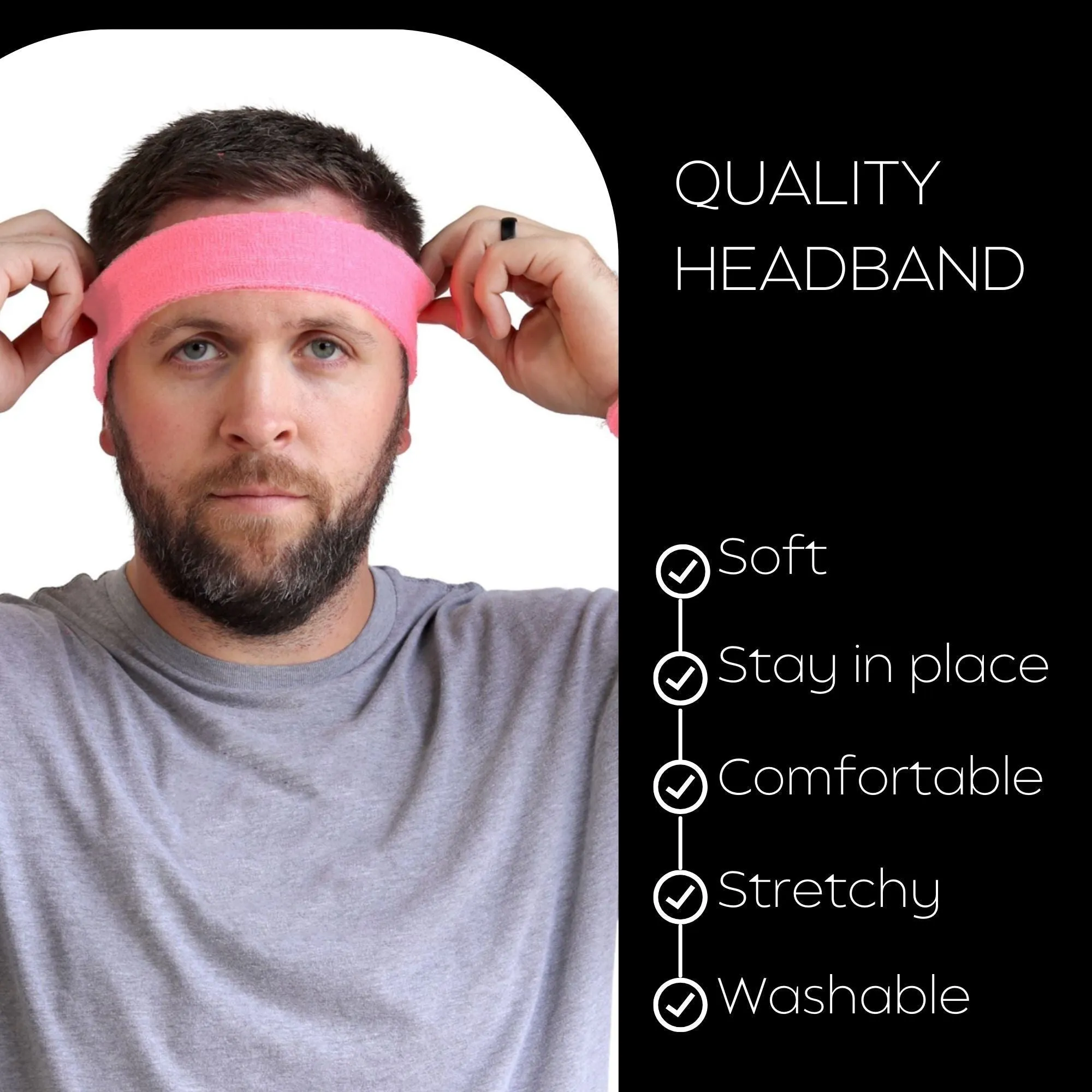 Light Pink Head Sweatbands - 3 Pack