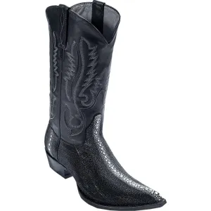 Los Altos Boots Mens #95VF1105 3X Toe | Genuine Full Rowstone Stingray Leather Boots | Color Black