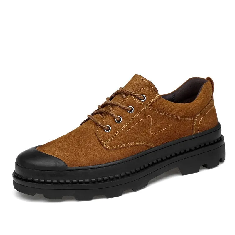 Man's leather popular joker anti-skid platform casual shoes