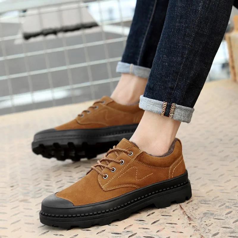 Man's leather popular joker anti-skid platform casual shoes