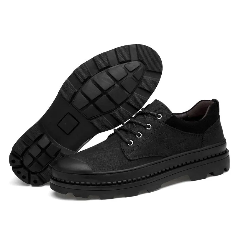 Man's leather popular joker anti-skid platform casual shoes