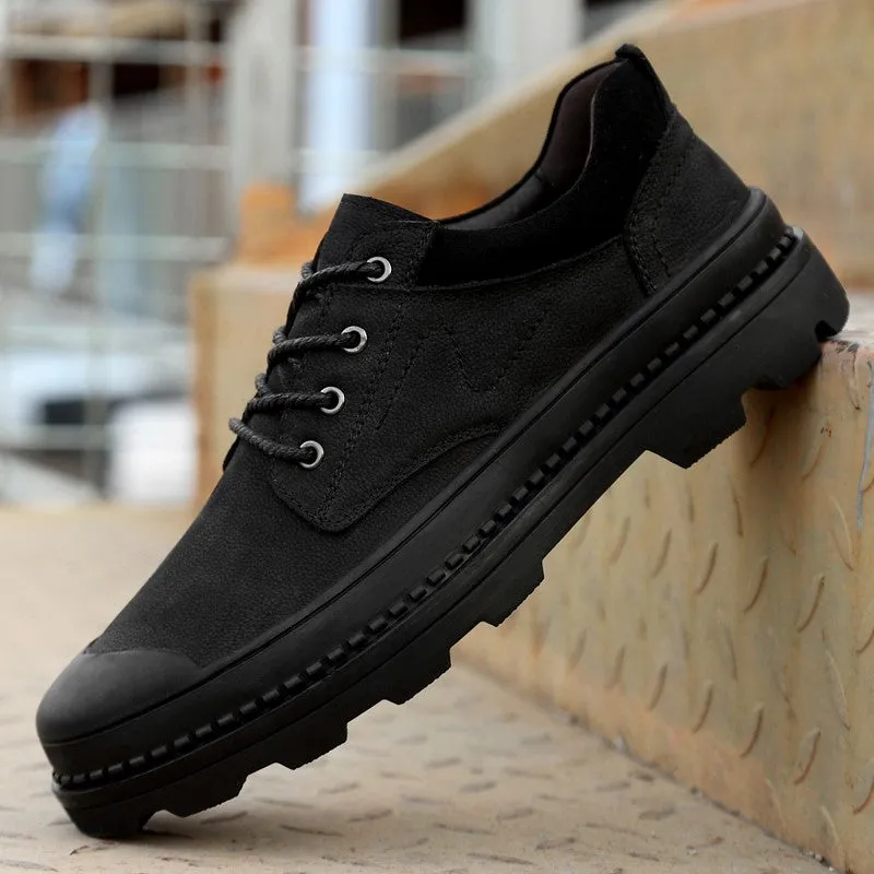 Man's leather popular joker anti-skid platform casual shoes