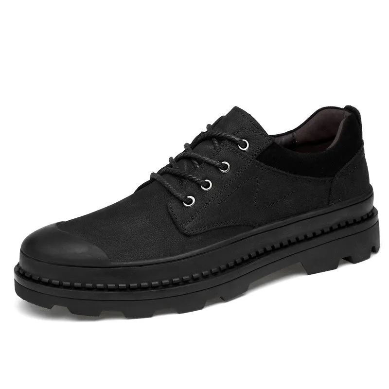 Man's leather popular joker anti-skid platform casual shoes