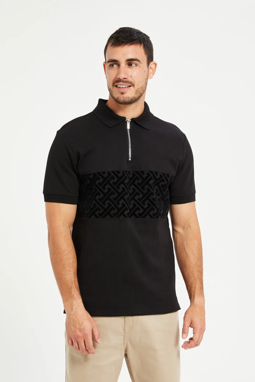 Men Black Casual Polo Shirt