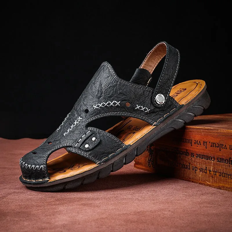 Men's Summer Breathable Casual Leather Sandals | 7101