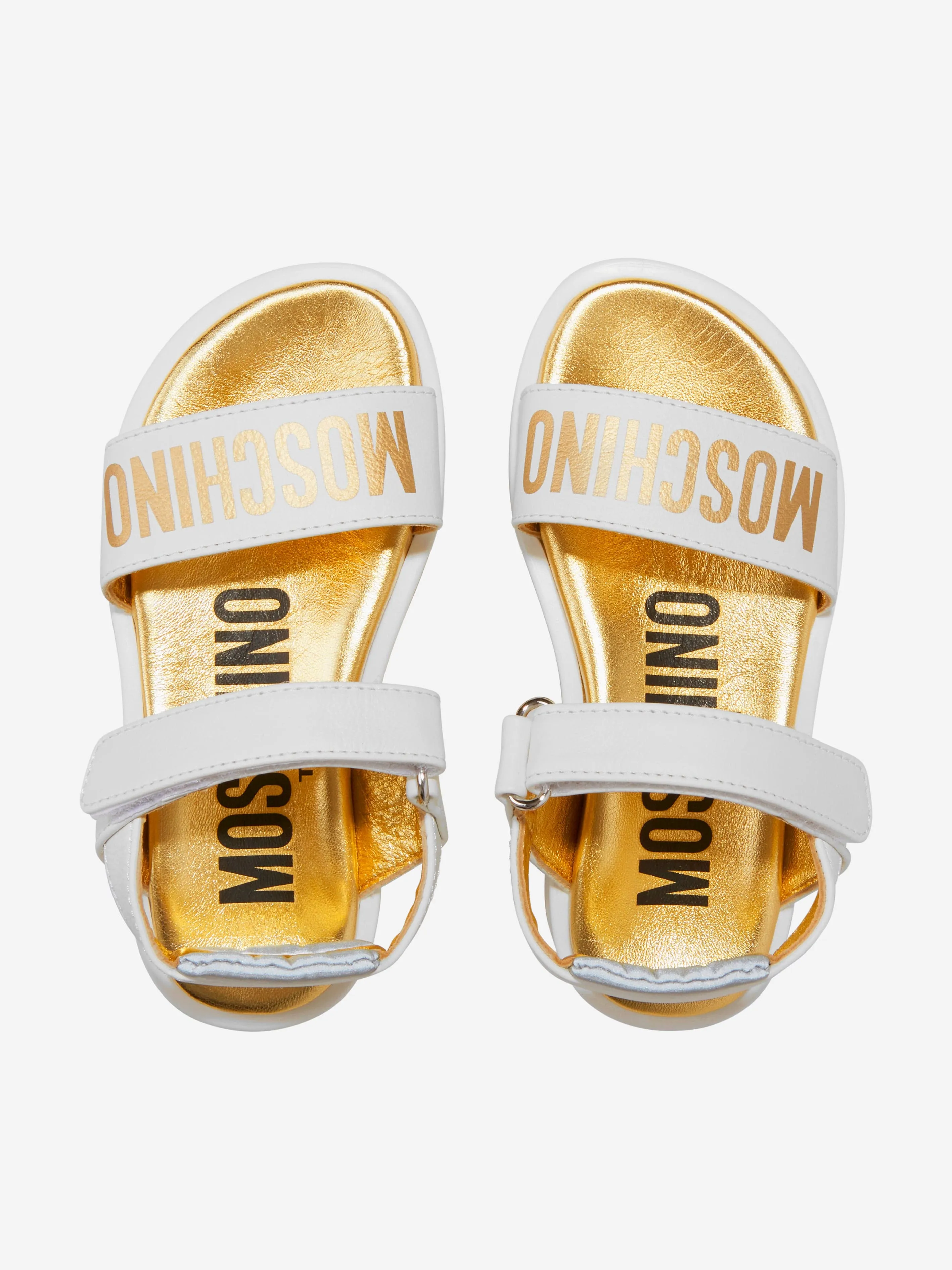 Moschino Girls Leather Logo Print Sandals