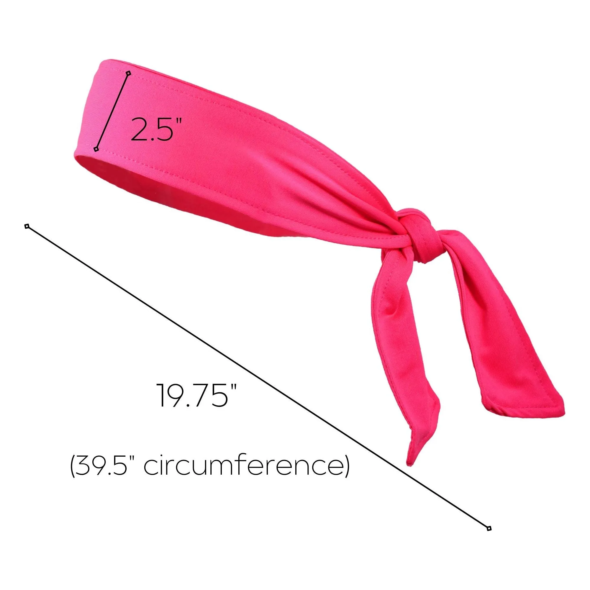 Neon Pink Tie Headbands - 12 Pack