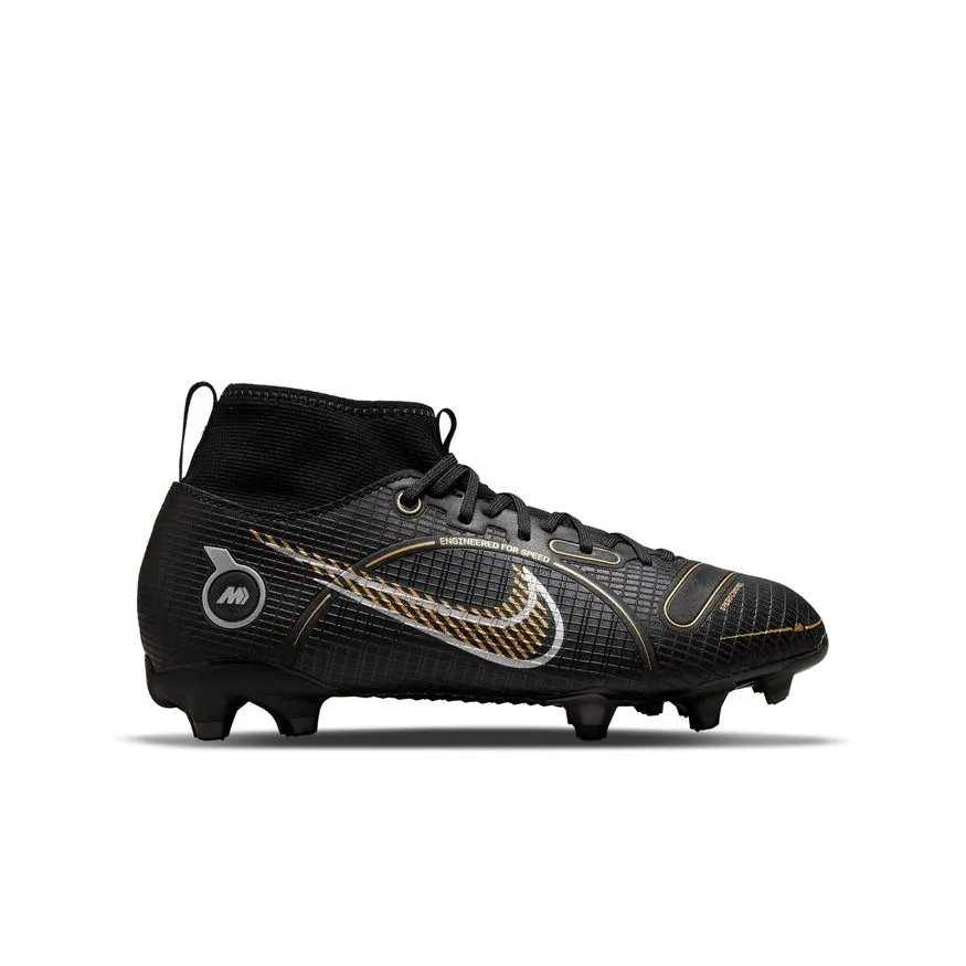 Nike Jr. Mercurial Superfly 8 Academy MG-BLACK/METALLIC GOLD-METALLIC SILVER