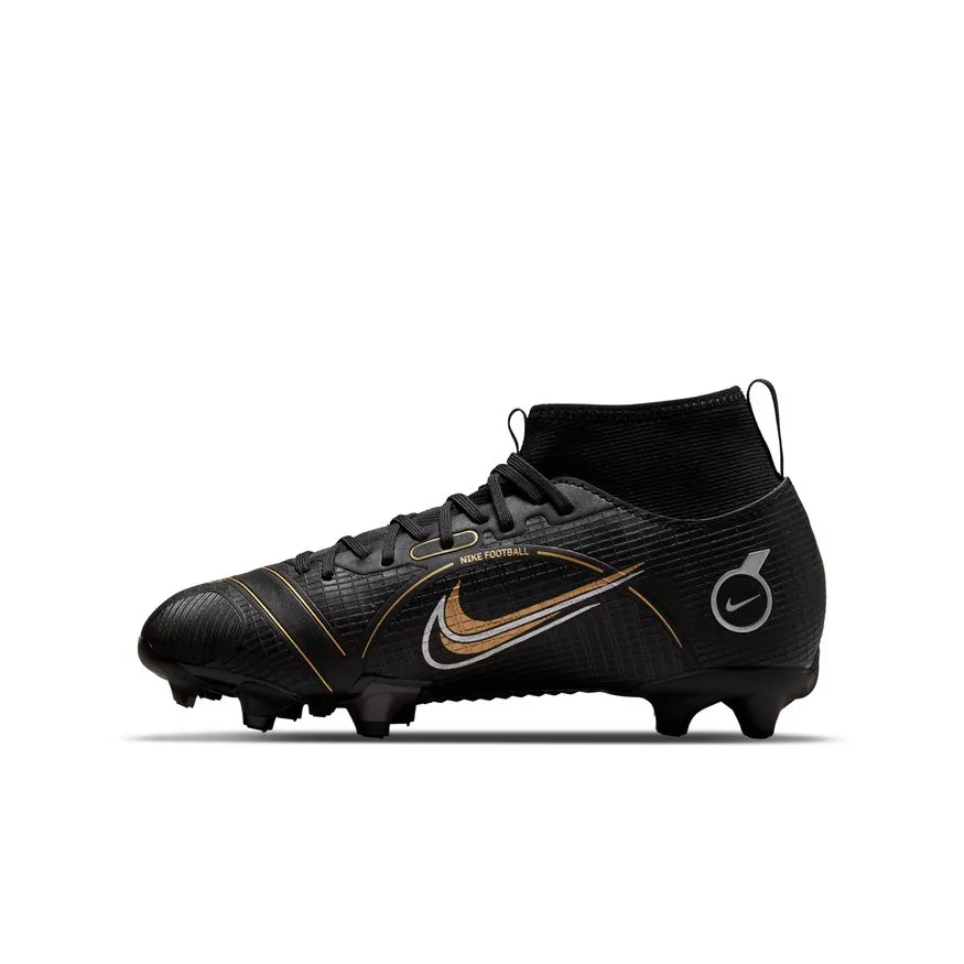 Nike Jr. Mercurial Superfly 8 Academy MG-BLACK/METALLIC GOLD-METALLIC SILVER