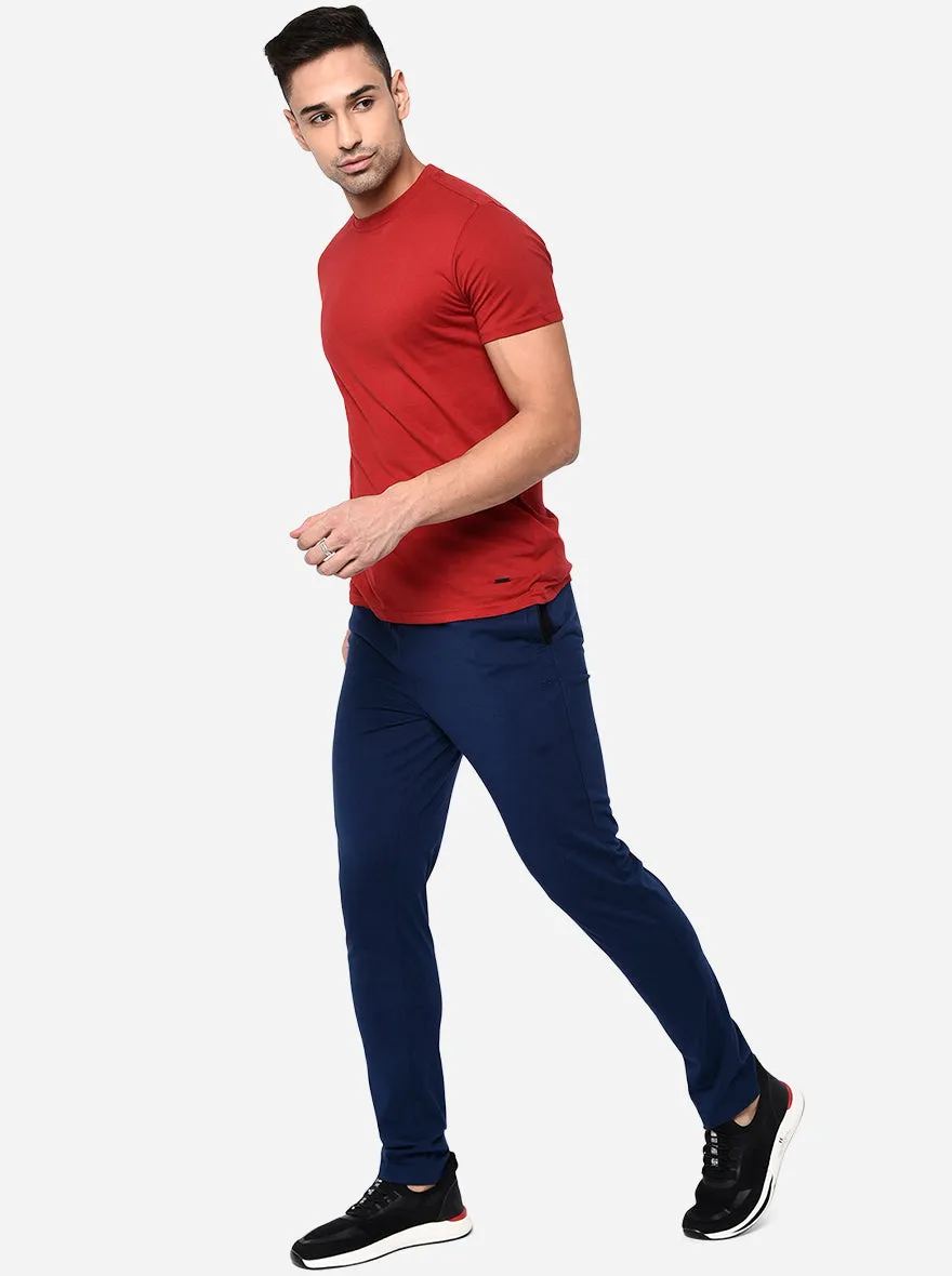 Parade Blue Solid Regular Fit Track Pant | JadeBlue