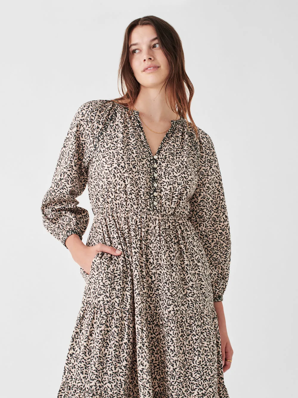 Phoebe Block Print Dress in Wildwood Vines