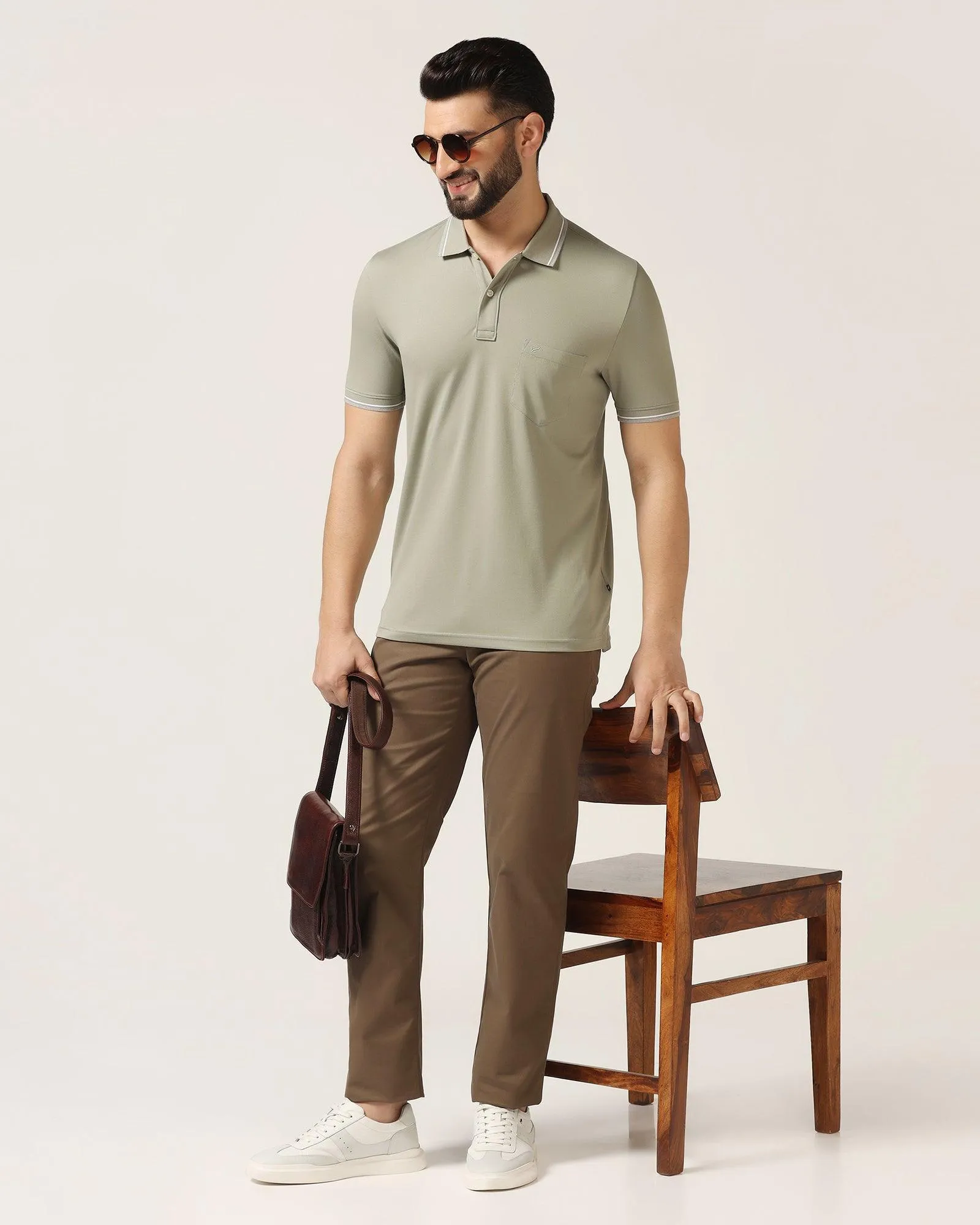 Polo Stone Green Solid T-Shirt - Walter