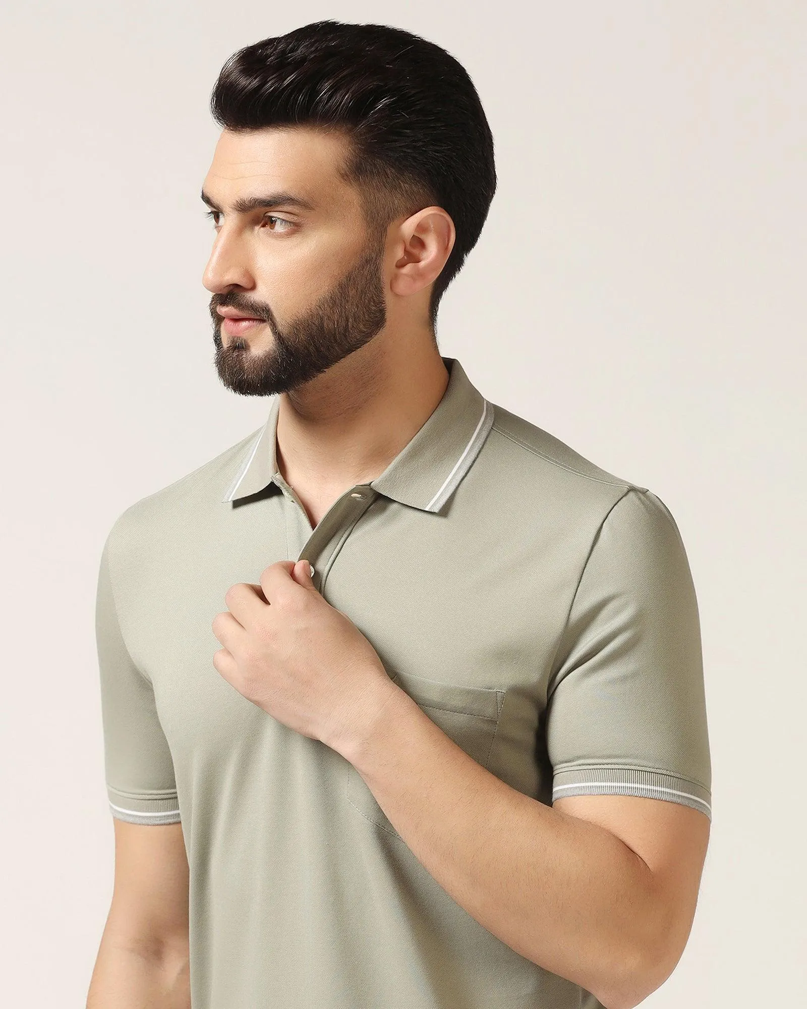 Polo Stone Green Solid T-Shirt - Walter