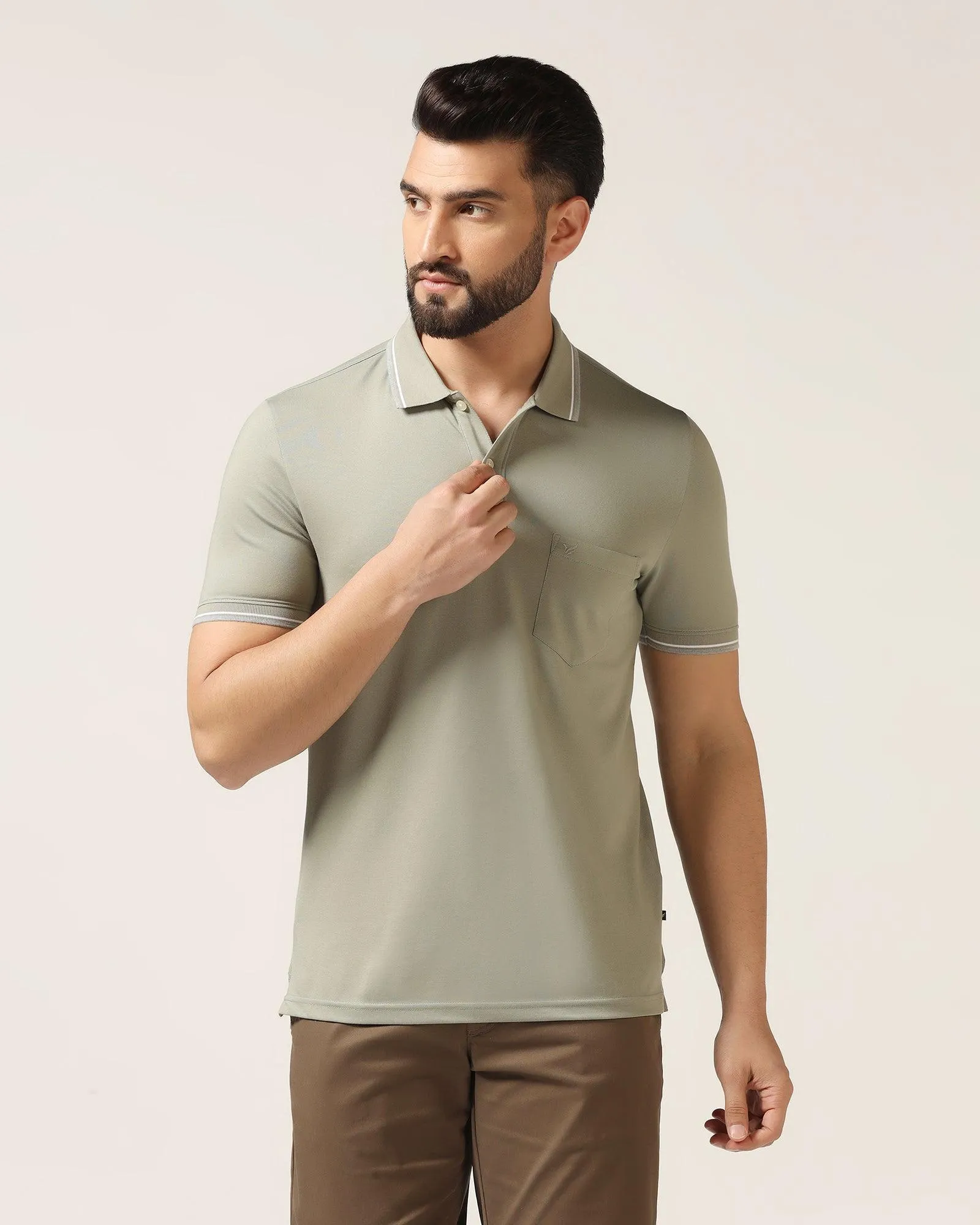 Polo Stone Green Solid T-Shirt - Walter