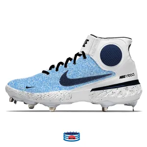 "Carolina Glitter" Nike Alpha Huarache Elite 3 Mid Cleats by Stadium Custom Kicks