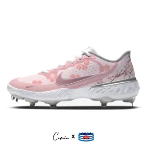 "Cherry Blossom" Nike Alpha Huarache Elite 3 Low Cleats by Stadium Custom Kicks