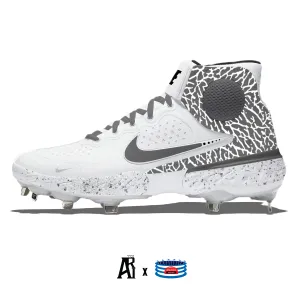 "Gray Elephant" Nike Alpha Huarache Elite 3 Mid Cleats by Stadium Custom Kicks