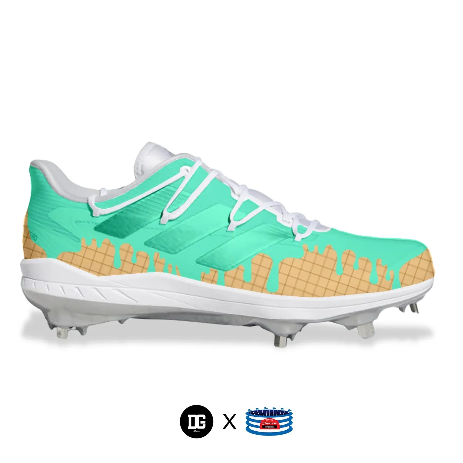 "Mint Ice Cream" Adidas Adizero Afterburner 8 Cleats by Stadium Custom Kicks