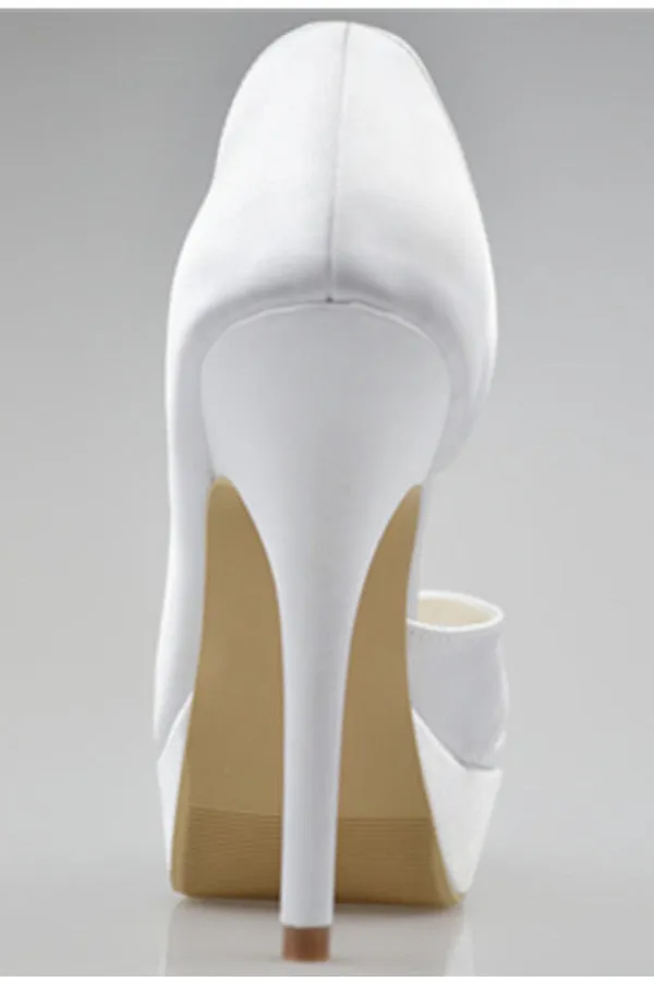 Real Nice White High Heel Peep Toe Satin Best Women Shoes S130